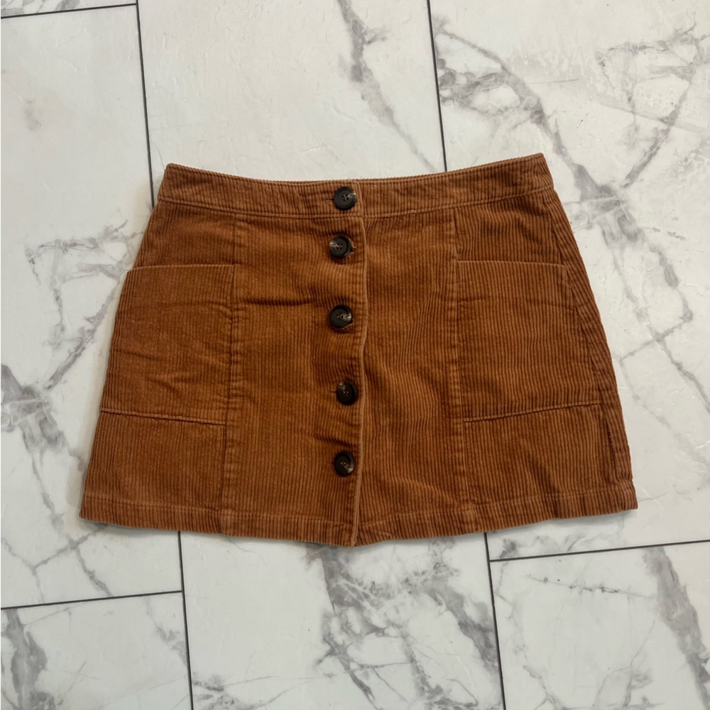 Chloe & Katie Rust Corduroy Mini Skirt